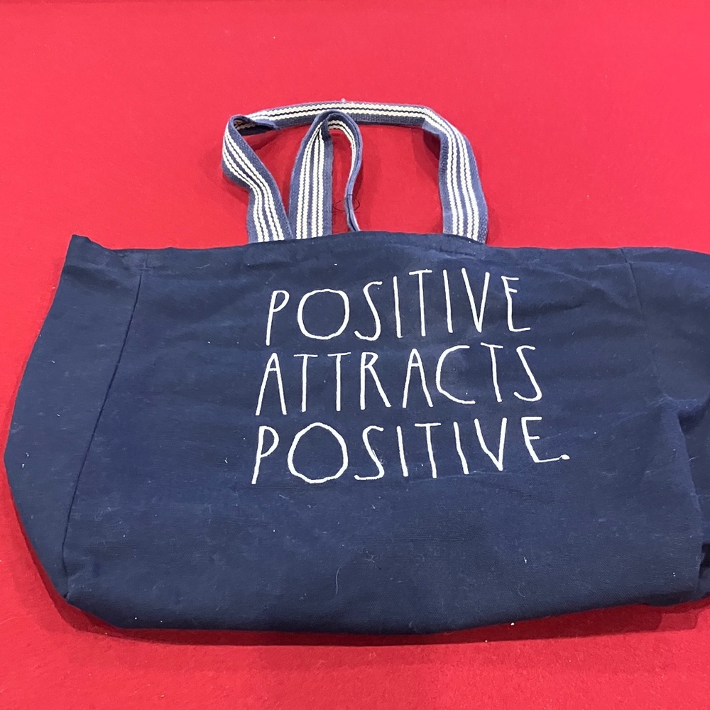Rae Dunn Navy Blue Tote with Positive Quote